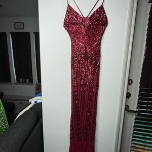 Elegant Red Sequin Dress